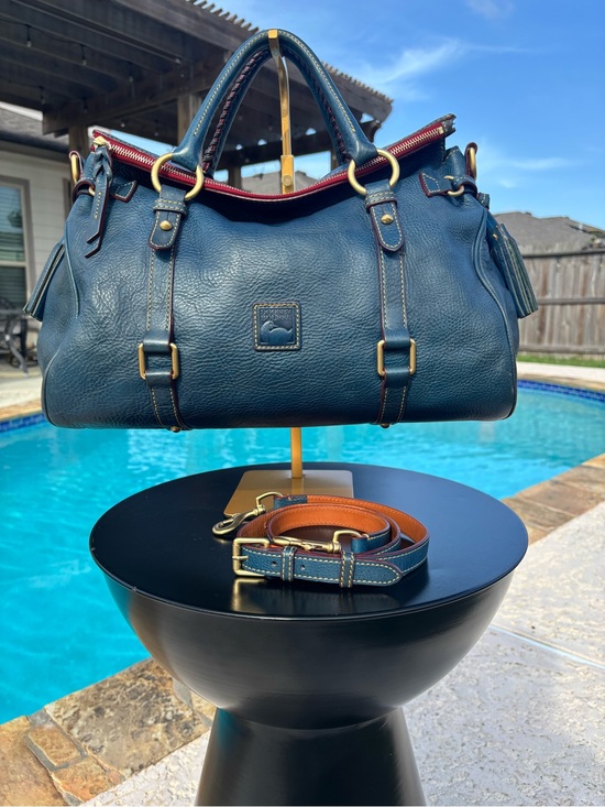 Dooney & Bourke Handbags - Dooney & Bourke Florentine Large Satchel Denim Blue with Red Interior